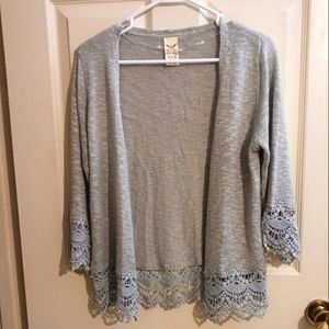 Faded Glory Cardigan with Crochet Trim